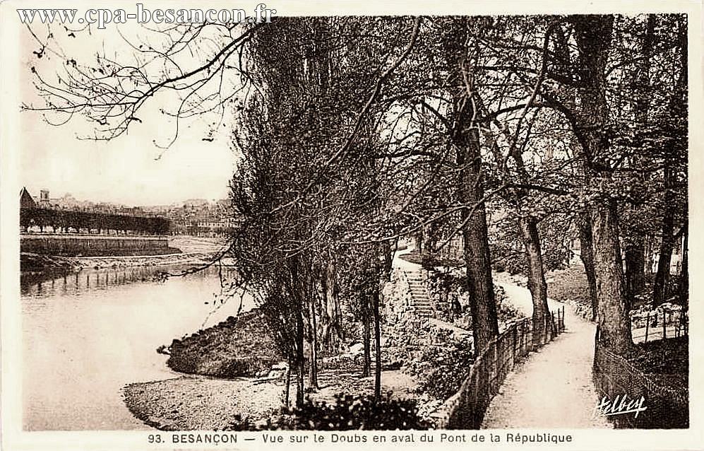 93. BESANÇON - Vue sur le Doubs en aval du Pont de la République